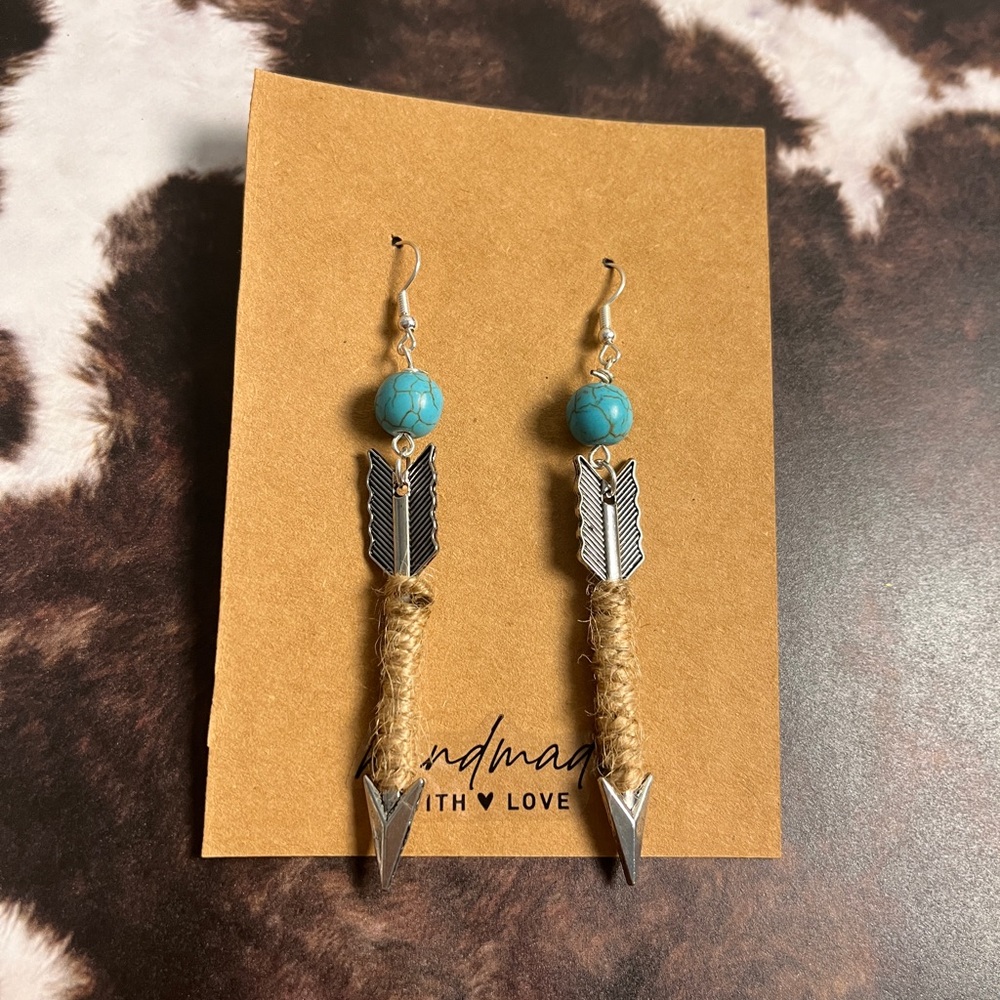 Silver and Turquoise Arrow Earrings